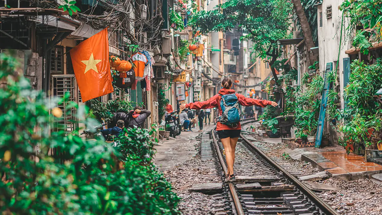 Hanoi old quarter street corner, Vietnam